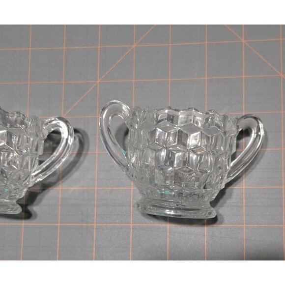 Vintage Fostoria American Clear Glass Cream & Sugar Set - Picture 5 of 12